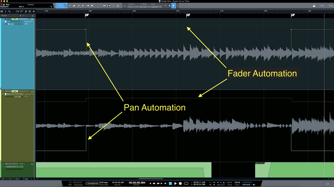 Automation of fader and pan controls