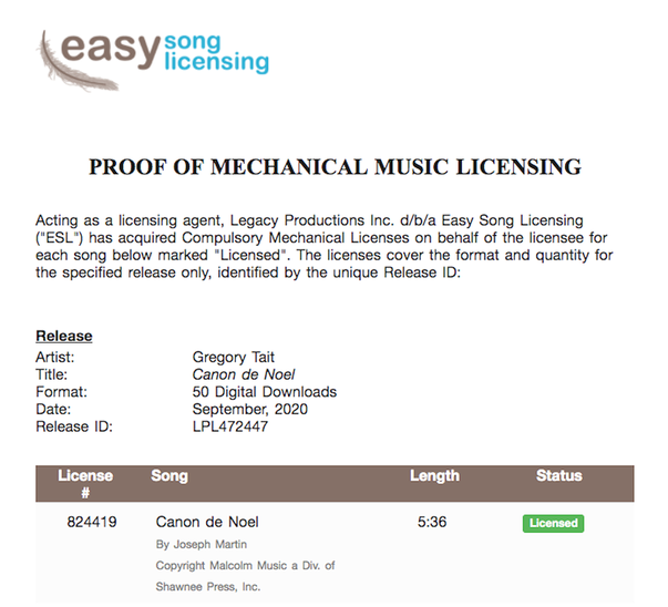 Mechanical Music License